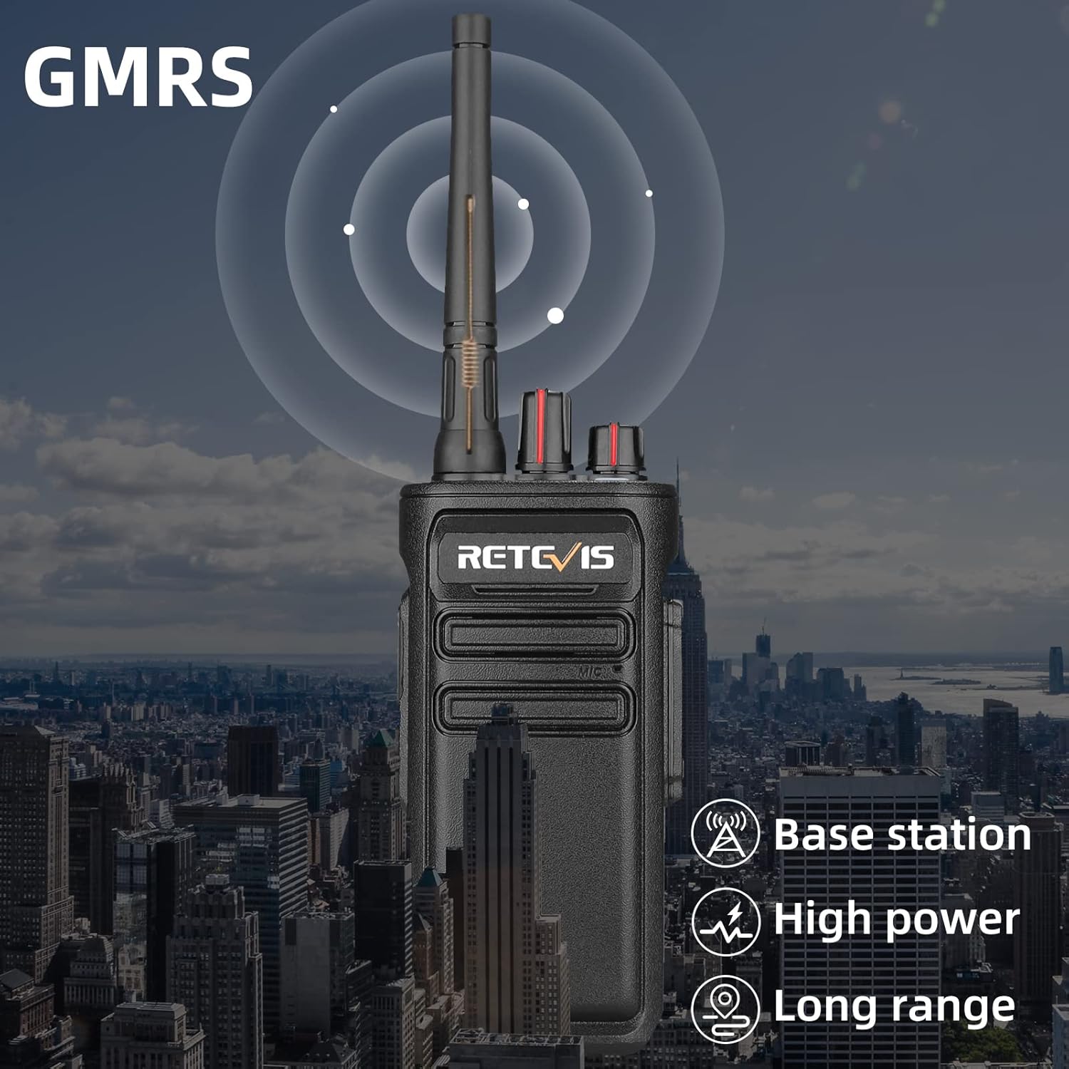 Retevis RB23 Waterproof Walkie Talkies with Earpiece,GMRS Two Way Radio Long Range,with 6 Way Multi Gang Charger