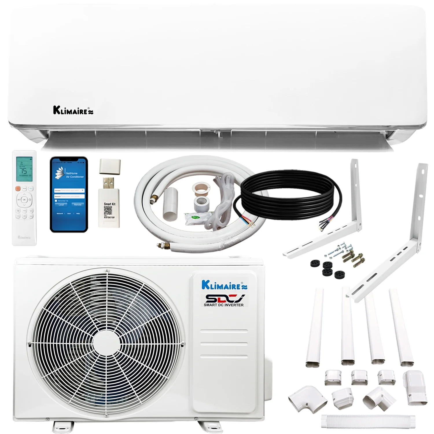 Klimaire 24,000 Btu 18.5 SEER2 Ductless Mini-Split Heat Pump Air Conditioner 1500 sq. ft.