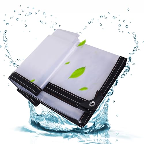 Clear Waterproof Tarps 20x20ft, Transparent Rainproof Tarpaulin, Heavy Duty Tear Resistant Transparent Tarp with Grommets, for Camping