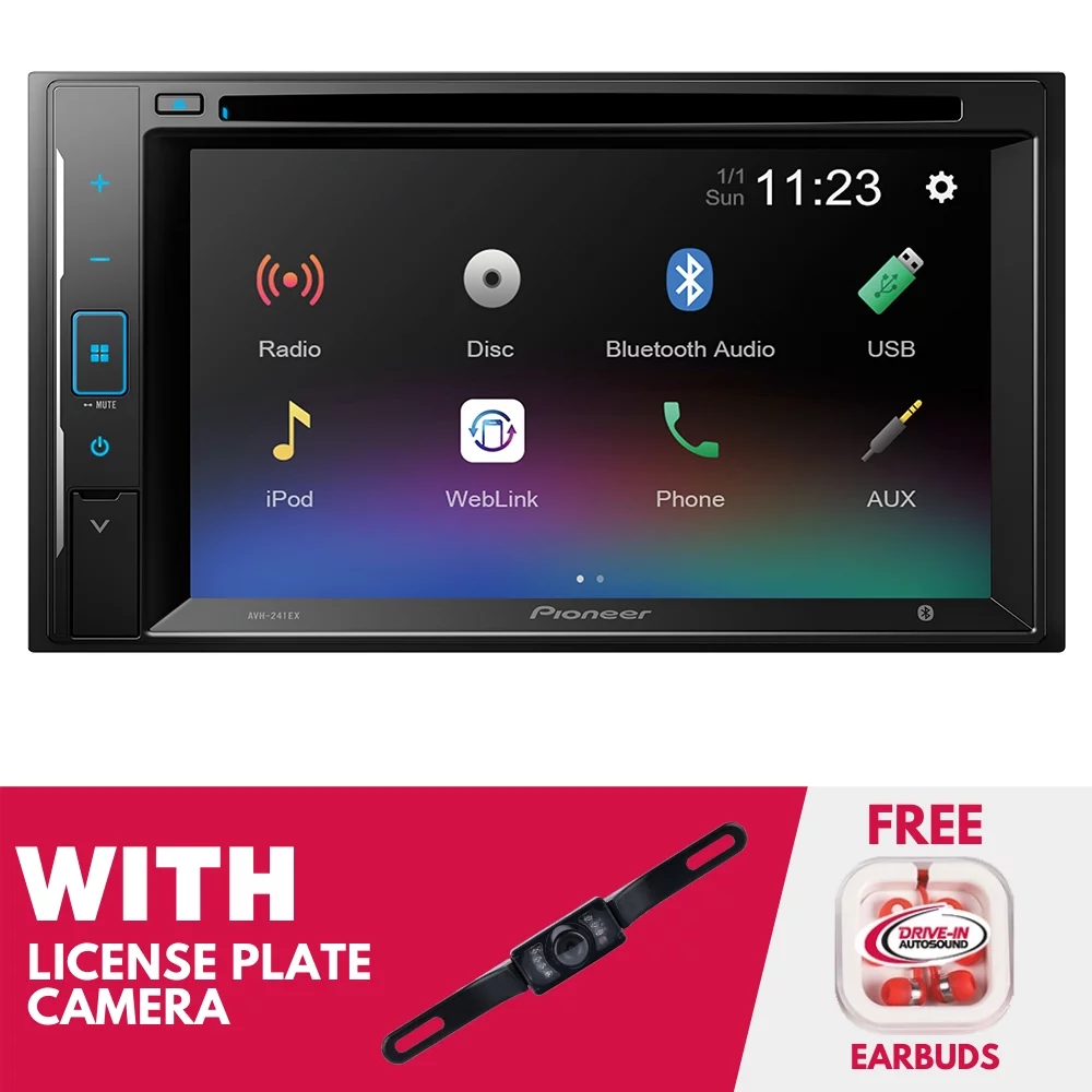 New Pioneer AVH-241EX 6.2 Inch Digital Media & DVD Receiver w/ License Plate Camera - Curated Treasures Market