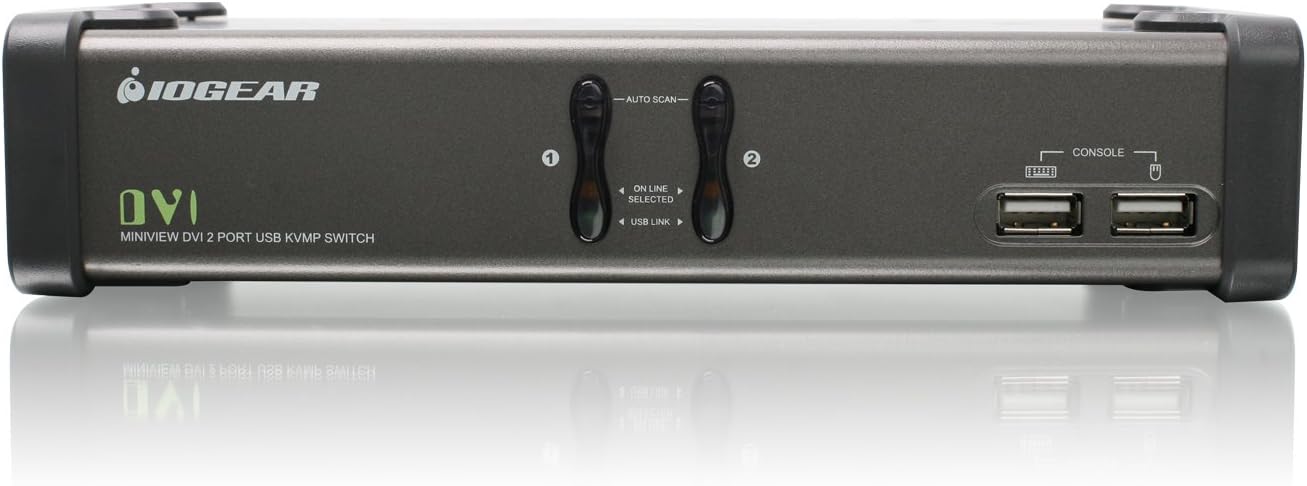 IOGEAR 4-Port DVI KVMP Switch with Cables and Wireless Media Center Keyboard and Mouse, w/Full Set of Cables, (GCS1104-KM1)