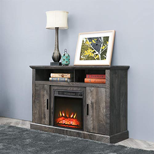 PatioFestival Electric Fireplace TV Stand Entertainment Center Corner Fire Place Heaters Tv Console with Generic Rustic Furniture for TVs up to 42"