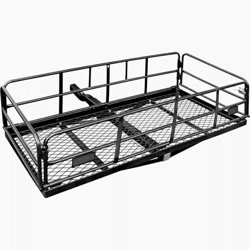 PENSUN Folding Hitch Mount Cargo Carrier, 60" x 24" x 14" Trailer Hitch Cargo Rack &ndash