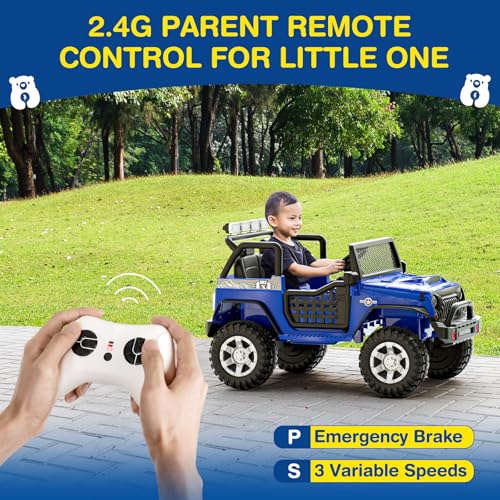 L8 2 Seater Ride On Car, 12V Kids Electric Car w/Remote Control, 4-Wheel Suspension, Bluetooth Speaker, Multi Music Modes, 3 Speeds, LED Lights