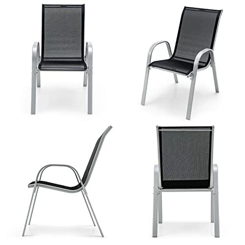 Giantex Set of 4 Patio Chairs, Stackable Outdoor Dining Chairs, 330 LBS Capacity, All Weather Resistant, Heavy Duty Rustproof Metal Armchairs