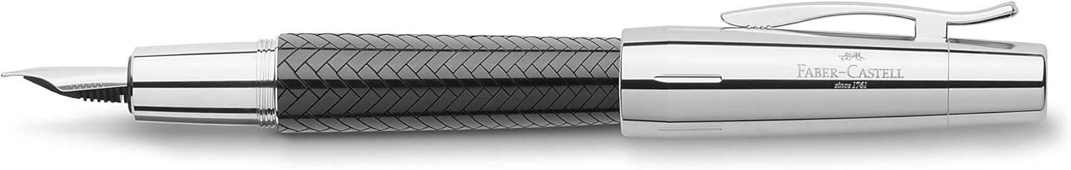 Faber-Castell e-motion Fountain Pen, Parquet Black - Broad