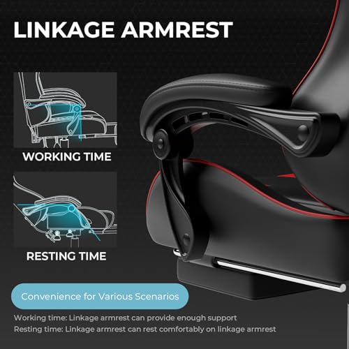 GTPLAYER Gaming Chair, Computer Chair with Footrest and Lumbar Support