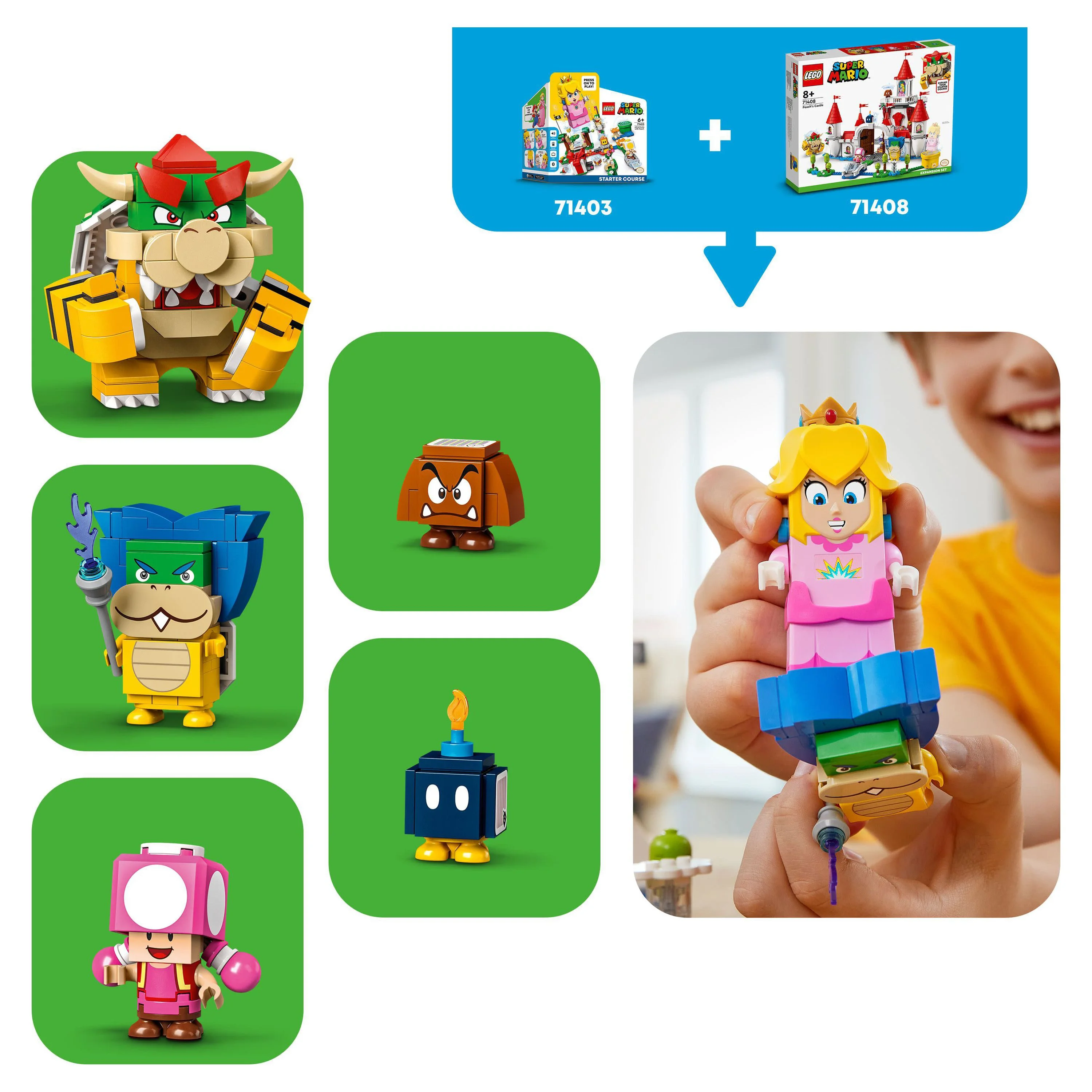 LEGO Super Mario Peach’s Castle Expansion Set 71408, Buildable Game Toy, Gifts for Kids Aged 8 Plus with Time Block plus Bowser and Toadette Figures