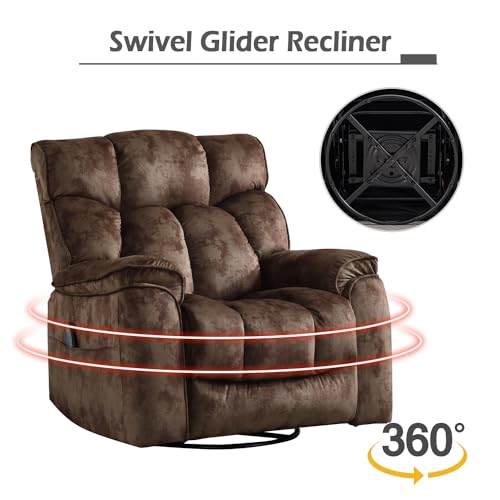 INZOY Massage Swivel Rocker Recliner with Heat and Vibration, Manual Rocking Recliner Chair with Vibrating Massage