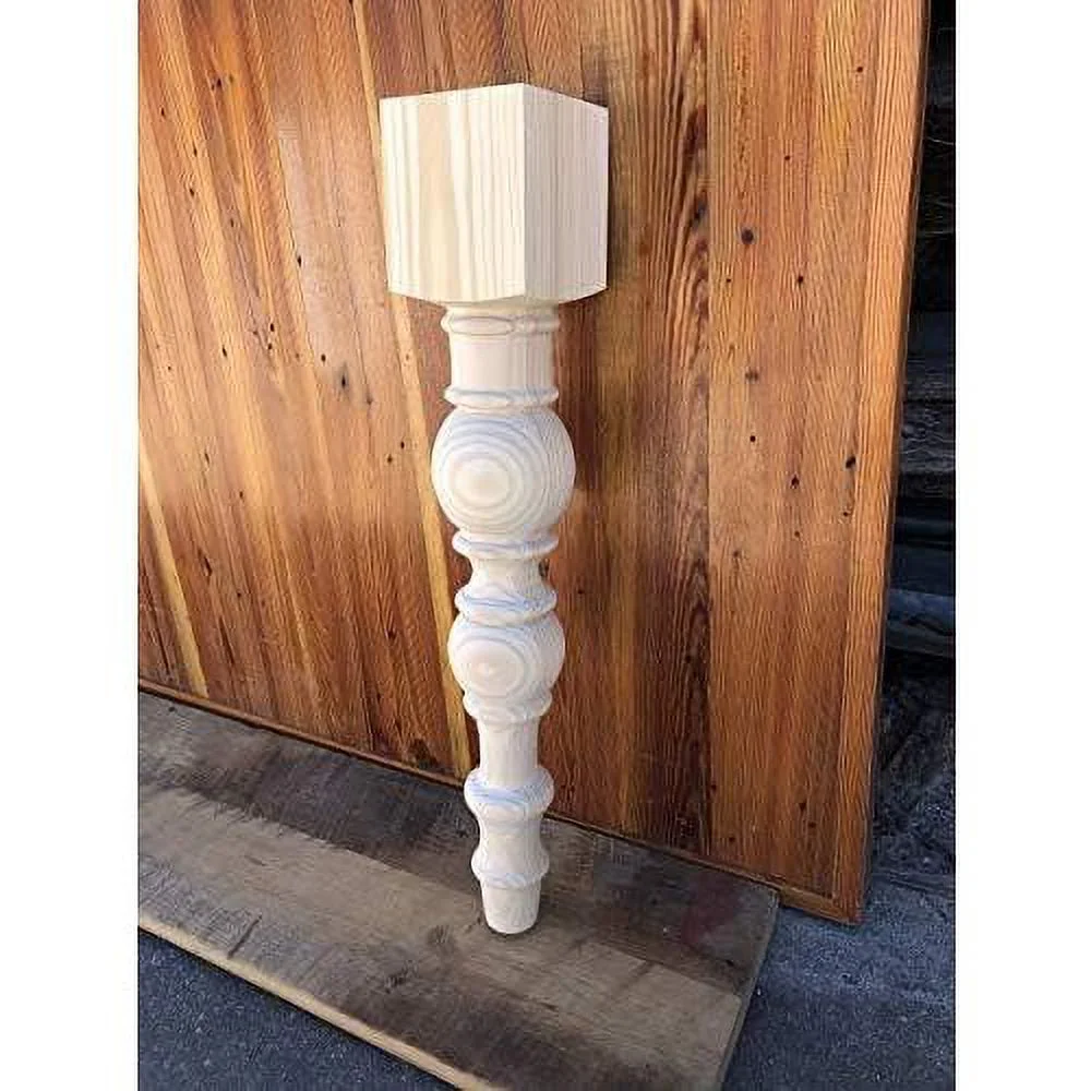 Modern Farmhouse Dining Table Legs - Unfinished - Turned Legs - DIY Furniture - Set Of 4 With Dimensions: 5" X 29"