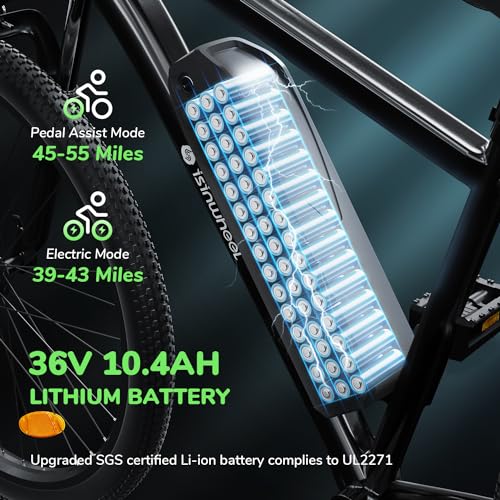 isinwheel M10 Electric Bike Adult 500W, 26" Commuting Electric Mountain Bike 20MPH Max Range 55+ Miles, Professional 35-Speed, Removable Battery
