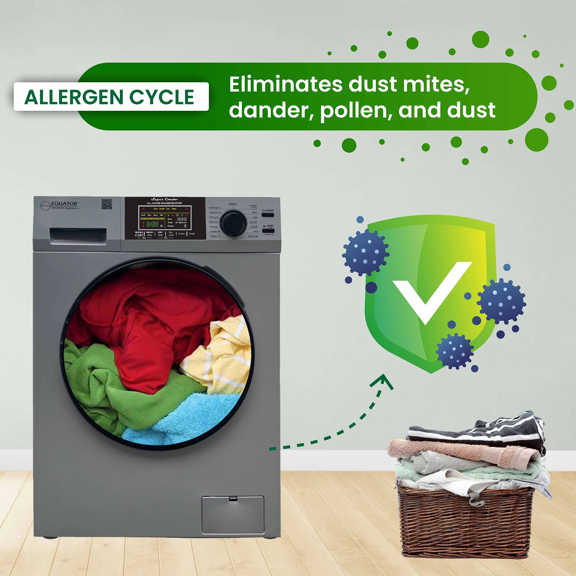 Equator Fully Built-in All-in-One Combo Washer-Dryer Ventless 1.62 cf/15lbs 110V White