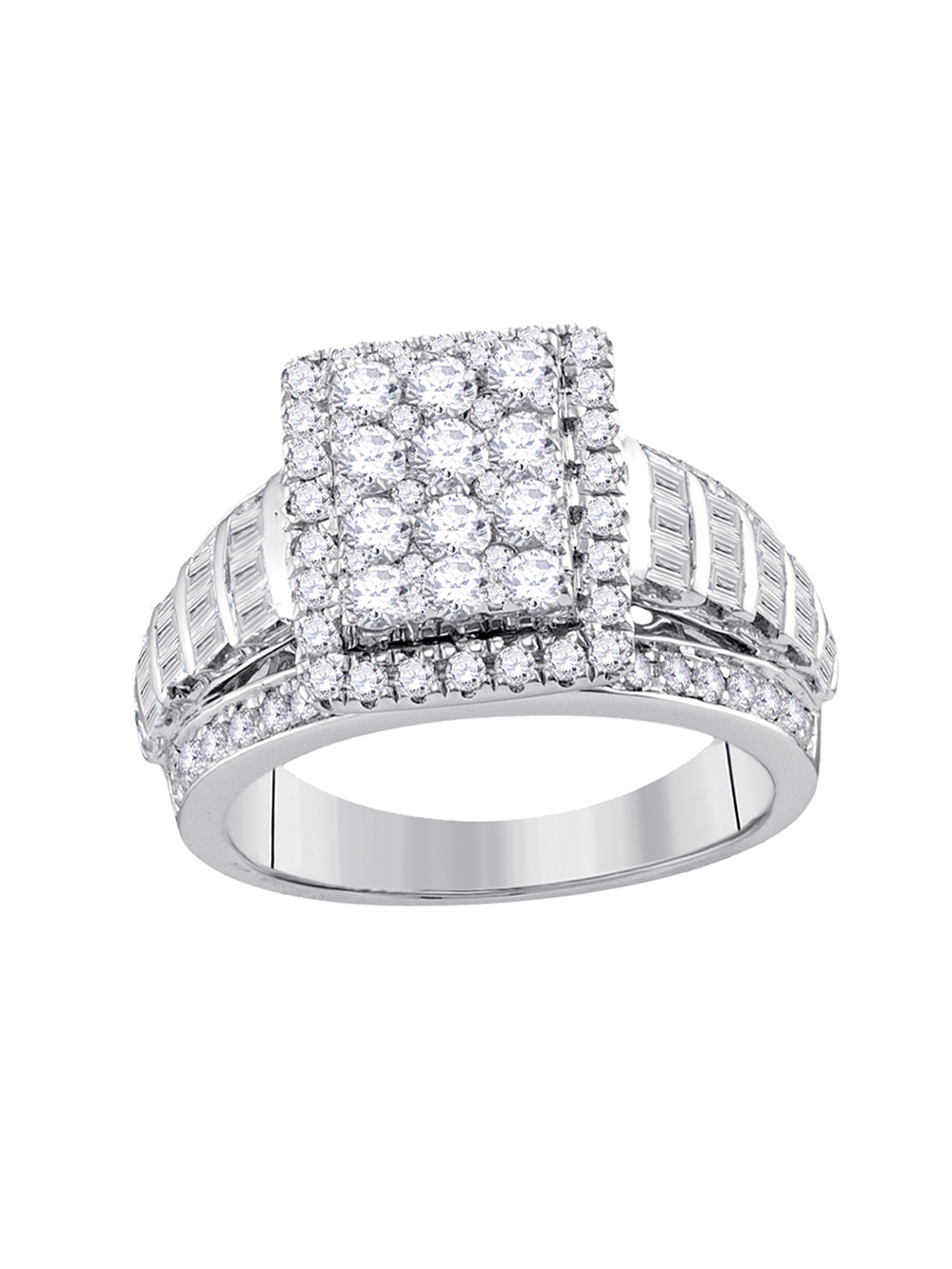 10kt White Gold Round Diamond Cluster Bridal Wedding Engagement Ring 2 Cttw