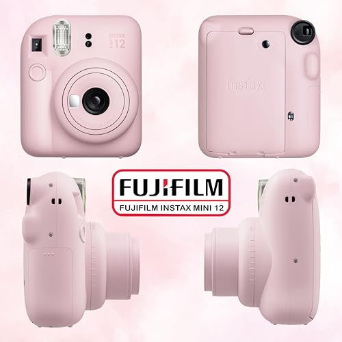 Fujifilm Instax Mini 12 Instant Camera Bundle with Fujifilm Instax Mini Instant Film Value Pack (60 Sheets) with Accessories Including Protective
