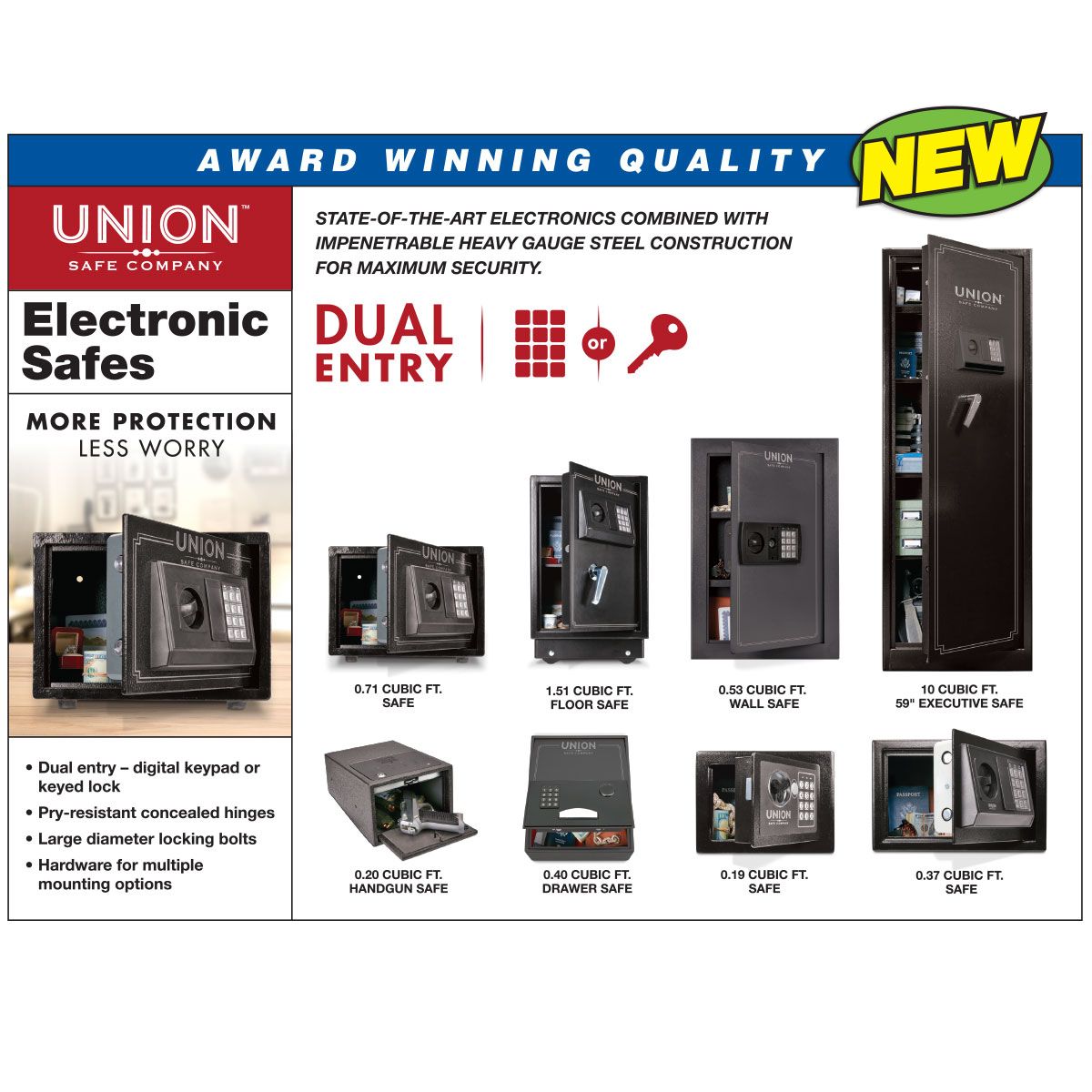 UNION SAFE COMPANY 0.53 cu. Ft. Electronic Digital Wall Safe