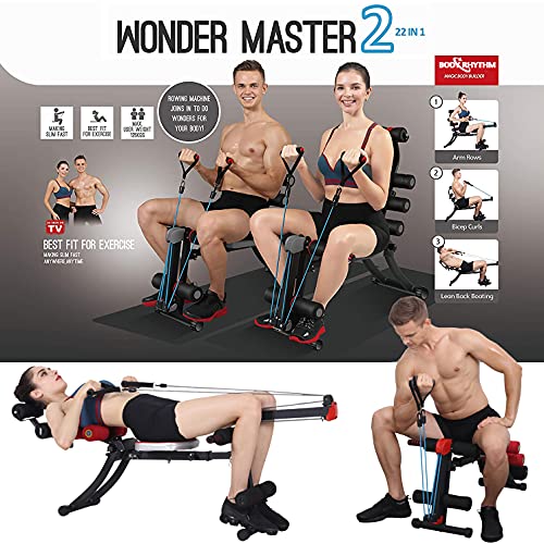 BODY RHYTHM 22 in 1 Wonder Master Core & Abdominal Workout Equipment, Foldable & Adjustable Rowing Machine