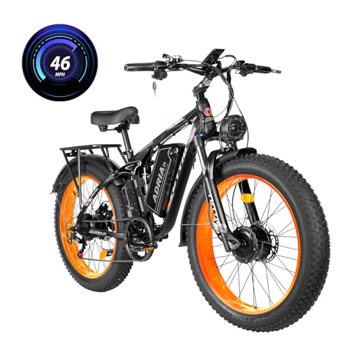 TUTTIO Electric-Bike for Adults-Men, Dual-Motor-Ebike 40-46MPH-Hunting-Ebike, 52V 30AH Long Range Dirtbike, 26" Fat-Tire-Electric-Bicycle