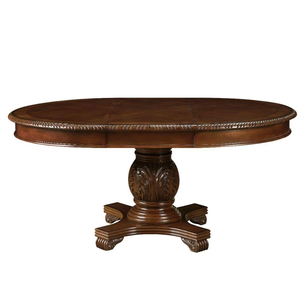 Cherry Round Dining Table Set 5 Chateau De Ville 64170 Acme Traditional Classic