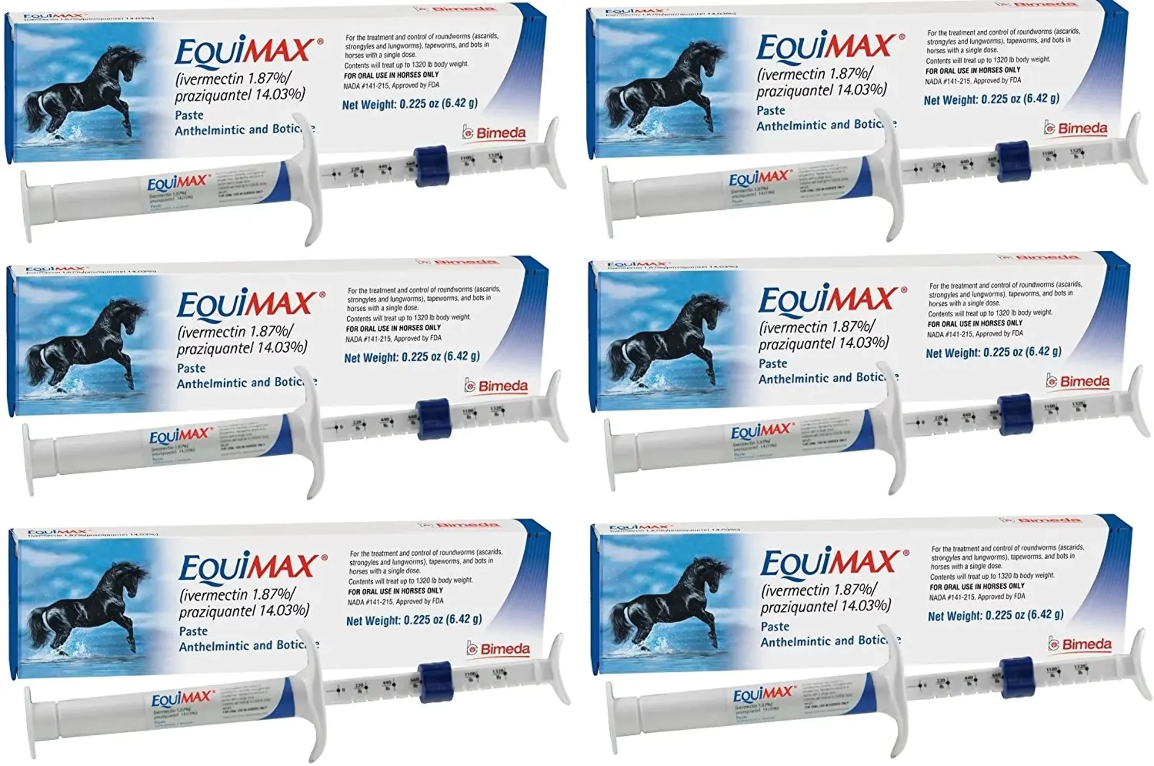 Equimax Horse Wormer Tapes and All Major Parasites 6 Tubes
