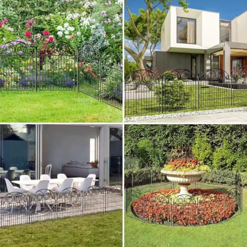 Tall Garden Fence Animal Barrier with Gate, 40 in(H) 12 Panels Garden Fences and Borders for Dogs, Dog Fence Outdoor for Yard