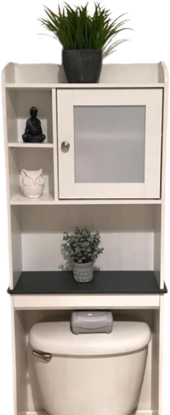 Over Toilet Storage Cabinet Tall Shelving Unit Bathroom Organizer Rustic Free-Standing Space Saver & eBook by OISTRIA
