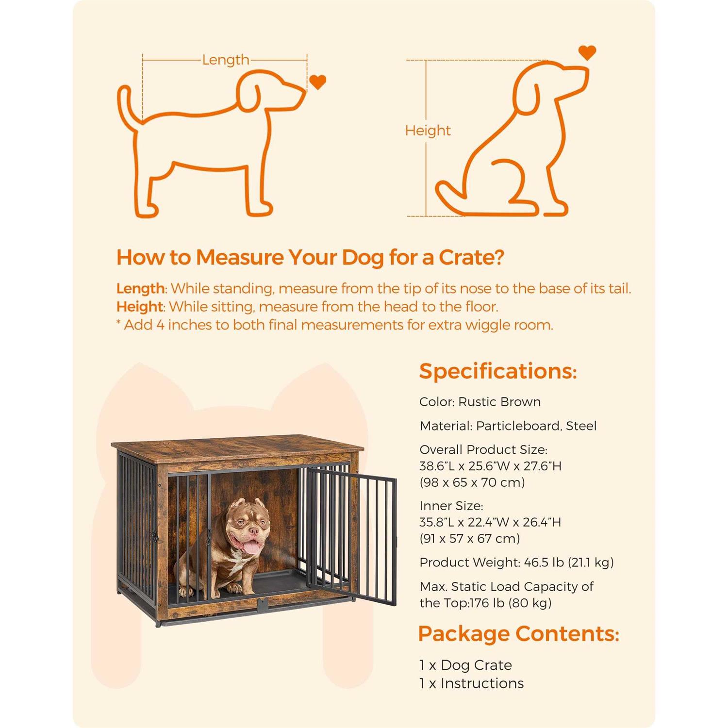 Feandrea Dog Crate Furniture Dog Kennel for Medium Dogs up to 70 lb - Pet Supplies online store
