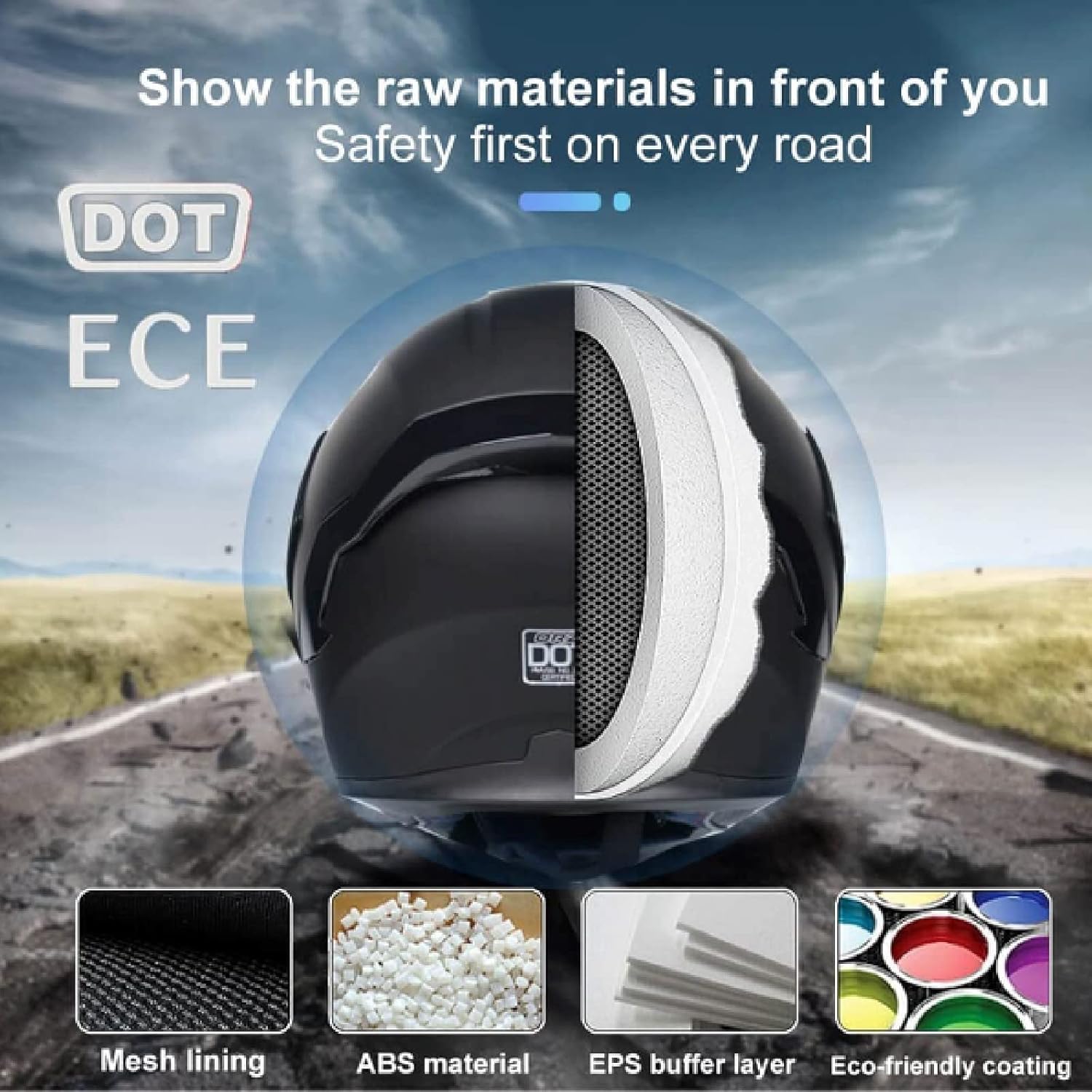 Full Face Motorcycle DOT Helmets Flip Up Modular Dual Visor Motorcycle Helmets for Women Men Adult Street Bike Touring Racing Helmet for Cruiser