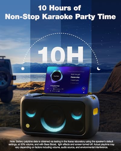 Ikarao Smart Karaoke Machine for Adults - with Lyrics Display, 32GB Karaoke Tablet, 2 Wireless Mics, Professional Karaoke System, 300W Peak Power