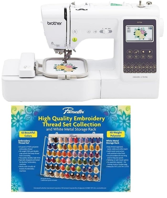 Brother SE700 Sewing and Embroidery Machine, Wireless LAN Connected, 135 Built-in Designs, 103 Built-in Stitches, Computerized, 4" x 4" Hoop Area