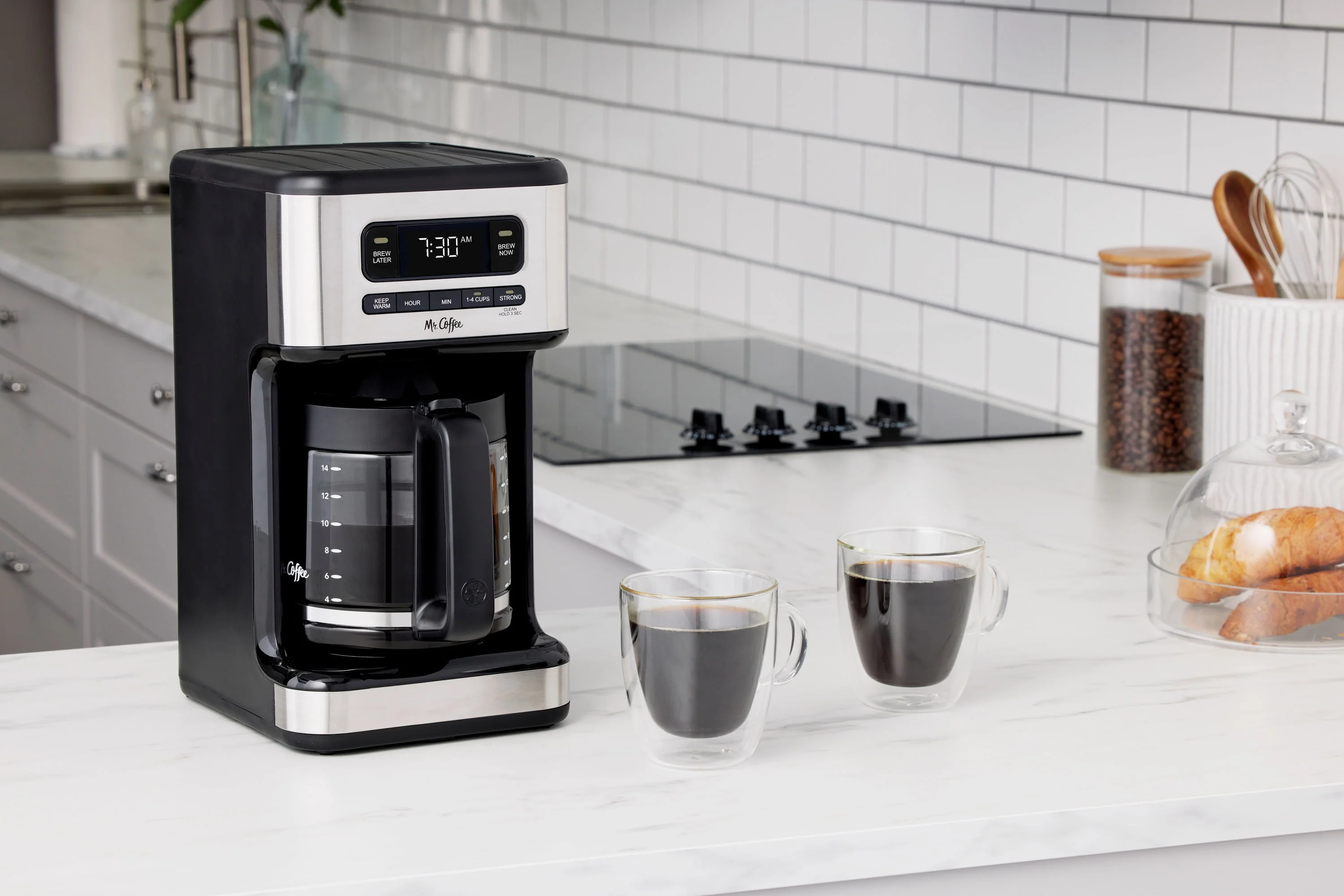 Mr. Coffee? 14 Cup Programmable Coffee Maker, Dark Stainless Steel