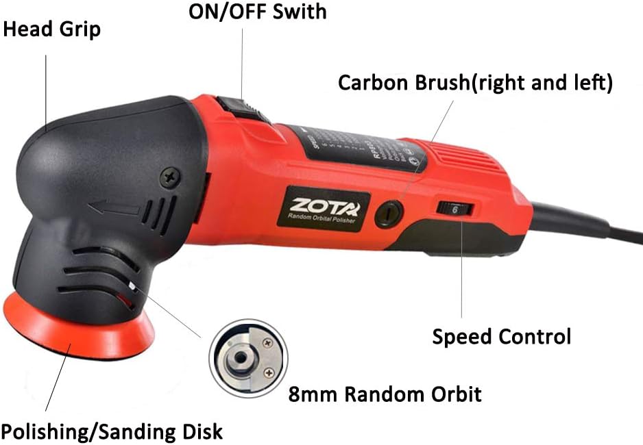 ZOTA Oribtal Polisher, 3 inch Dual Action Polisher with 13.1 feet Cord, Mini Polisher Kit and Polisher for Car Detailing.