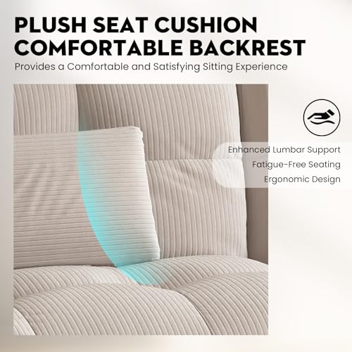 COMHOMA Convertible Futon Sofa Bed, 68″Fabric Futon Couch with Adjustable Backrest, Folding Futon Sleeper Recliner for Living Room Furniture (Black)