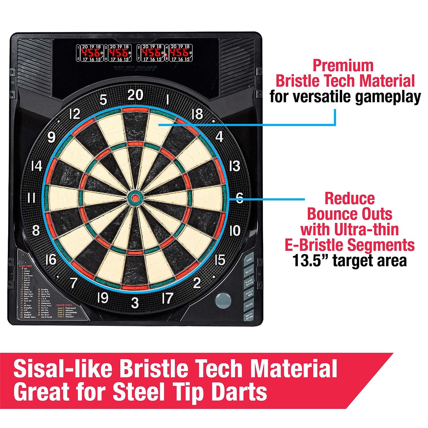 MD Sports Bristlesmart Electronic Dartboard Cabinet Set with Steel Tip Darts - Sports Supplies Online Store
