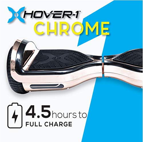 Hover-1 Chrome Electric Hoverboard | 6MPH Top Speed, 6 Mile Range, 4.5HR Full-Charge, Built-In Bluetooth Speaker, Rider Modes: Beginner to Expert