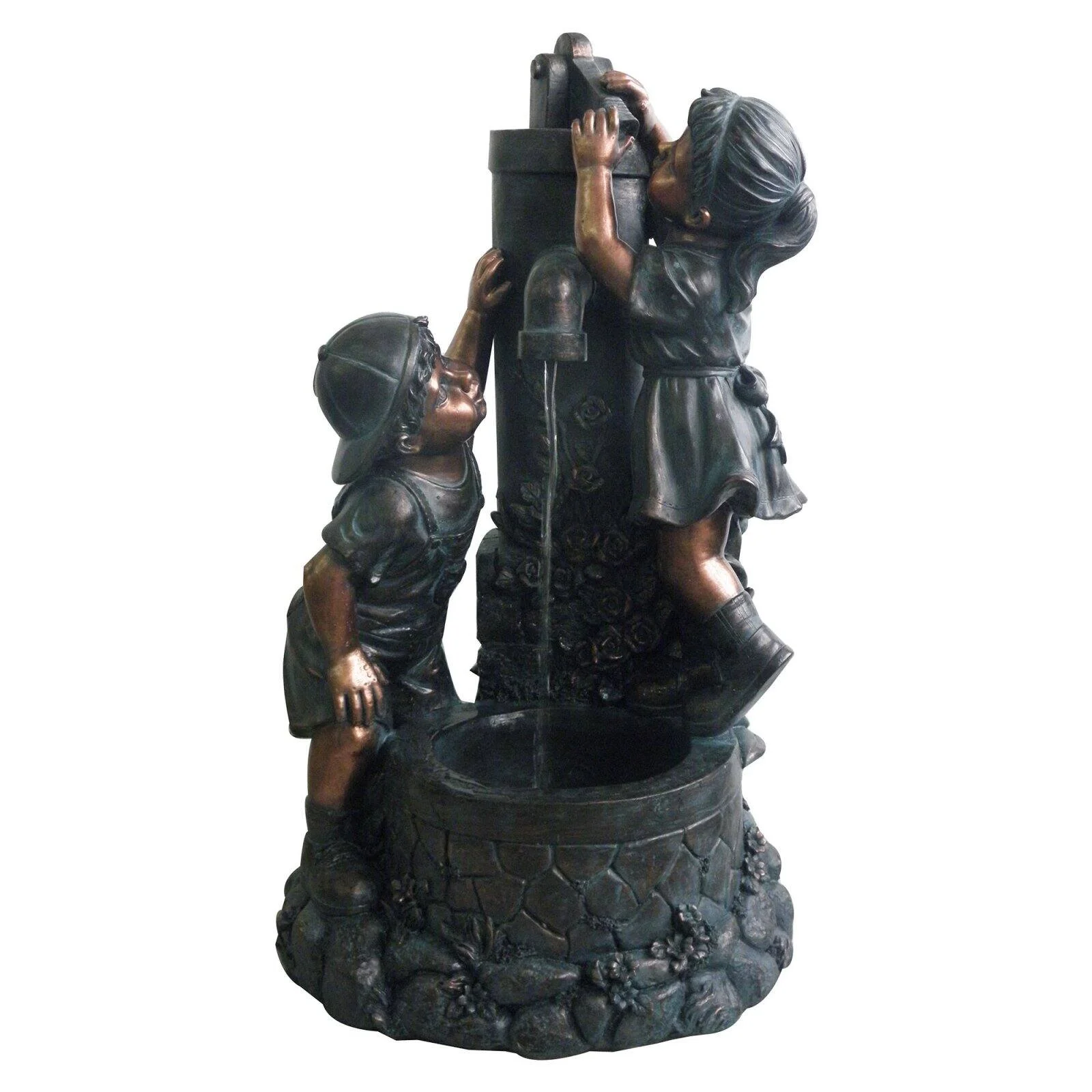 Pure Garden Boy and Girl Water Fountain, Bronze - Radiant Selections