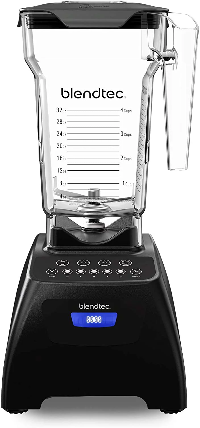 Blendtec blender with Fourside Jar, Black Classic 575, 15" tall x 8" deep x 7" wide - Curated Treasures Market