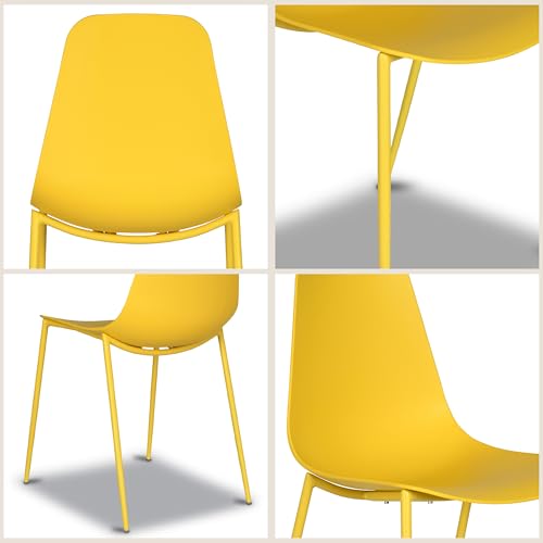 POLY & BARK Isla Modern Kitchen Chairs Set of 4 - Plastic Dining Chair with Metal Legs