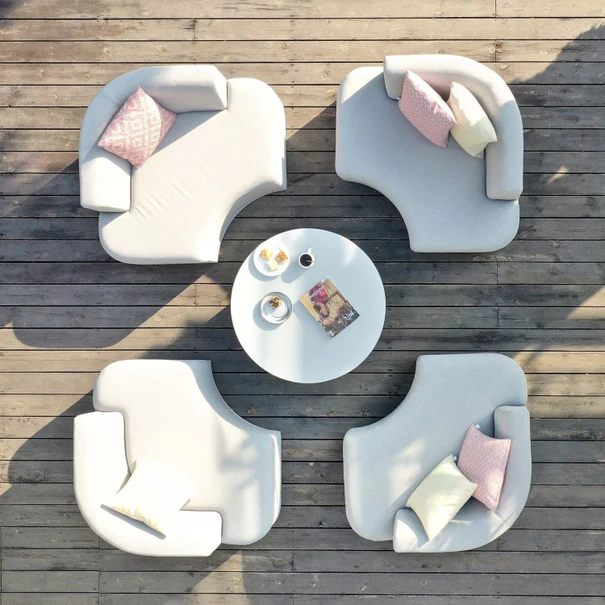 【Home&Garden】Maze Lounge Outdoor Fabric Snug Lifestle Suite with Rising Table in Flanelle