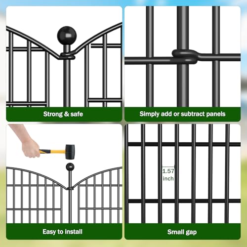 10 Panels No Dig Decorative Garden Fence - 40 in (H) x 23.6 ft (L)
