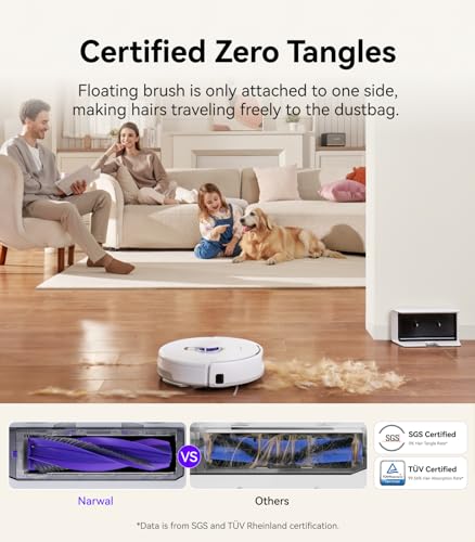 NARWAL Freo X Plus Robot Vacuum and Mop, 7-Week Dust Storage, 7800Pa Suction, Zero Tangles, Tri-Laser Obstacle Avoidance, LiDAR Navigation