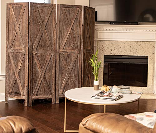 Premium Home Room Divider and Folding Privacy Screens for Partition, Wall dividers, Room Separator, Temporary Wall, Rustic Barnwood (Barnwood X)