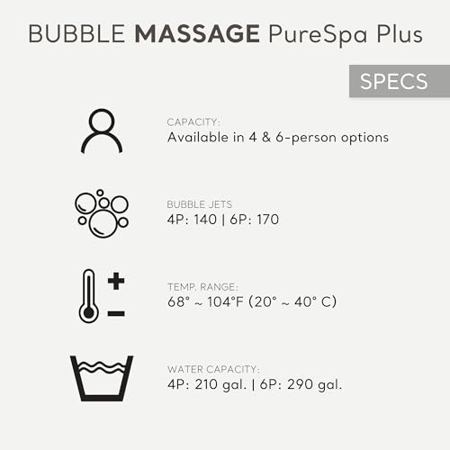 INTEX 28431EP PureSpa Plus Bubble Massage Spa Set: Includes Energy Efficient Spa Cover – 2 Contoured Headrest – LED Light – 6 Person Capacity – 85" x