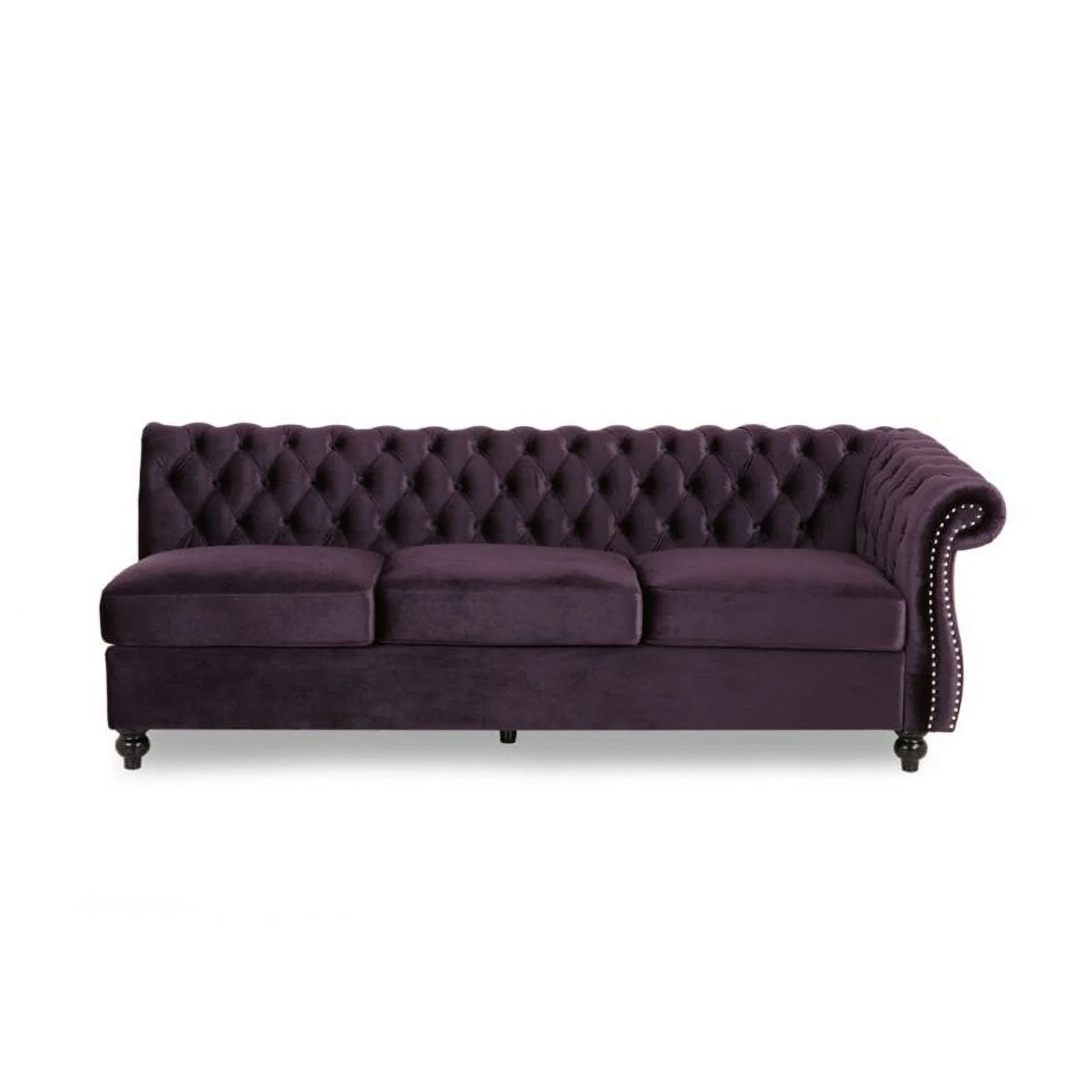 Pemberly Row 7 Seat Velvet Tufted Chesterfield Sectional in Blackberry