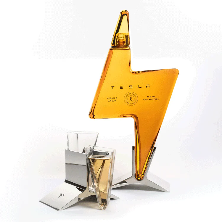 Tesla Limited Edition Anejo Tequila with matching Shot Glass Set - Nestor Liquor