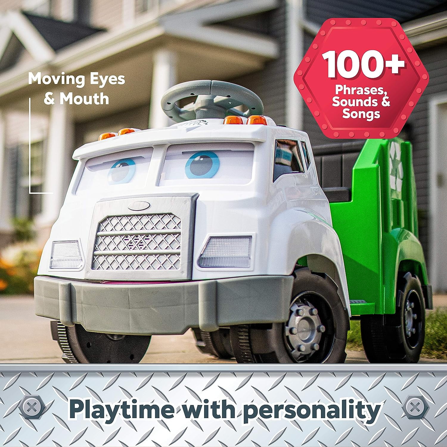 Kid Trax Real Rigs Toddler Recycling Truck Interactive Ride On Toy, Kids Ages 1.5-4 Years, 6 Volt Battery and Charger, Sound Effects