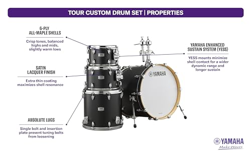 Yamaha Tour Custom Maple 4pc Standard Shell Pack, Chocolate Satin