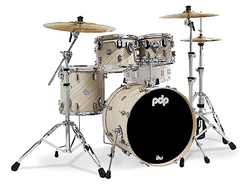 Pacific Drums & Percussion PDP Concept Maple 4-Piece Fusion, Twisted Ivory Drum Set Shell Pack (PDCM20FNTI), 8x10 & 9x12 Tom,14x14 Floor Tom