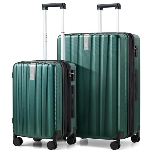 Hanke 29 Inch Luggage Suitcases With Spinner Wheels Lightweight PC hardside Rolling Suitcase With Travel Lock, Checked-Large 29-Inch(Blackish Green)