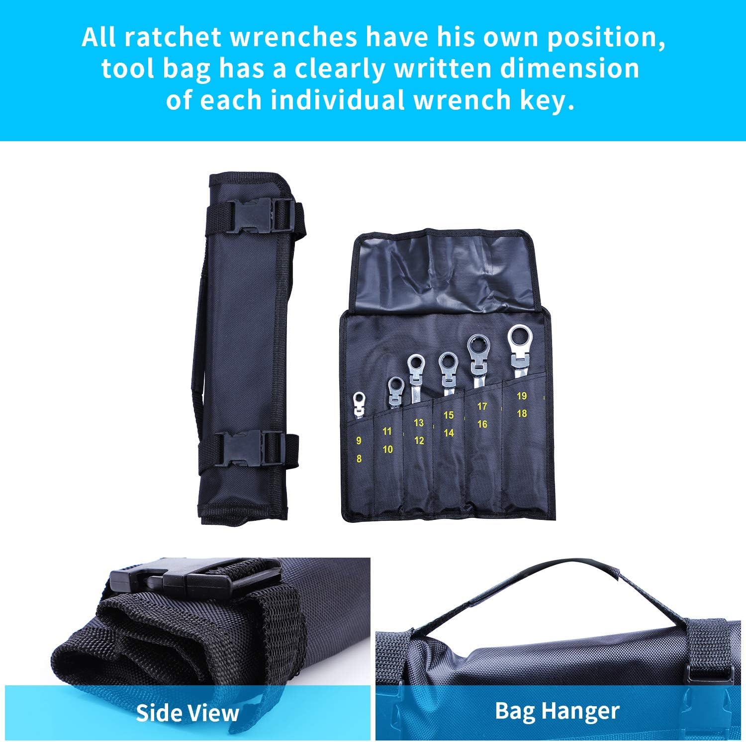 BANG 4 BUCK Metric Ratchet Wrench Set Double Box End Flex Head Ratcheting Wrench Roll for Craftsman