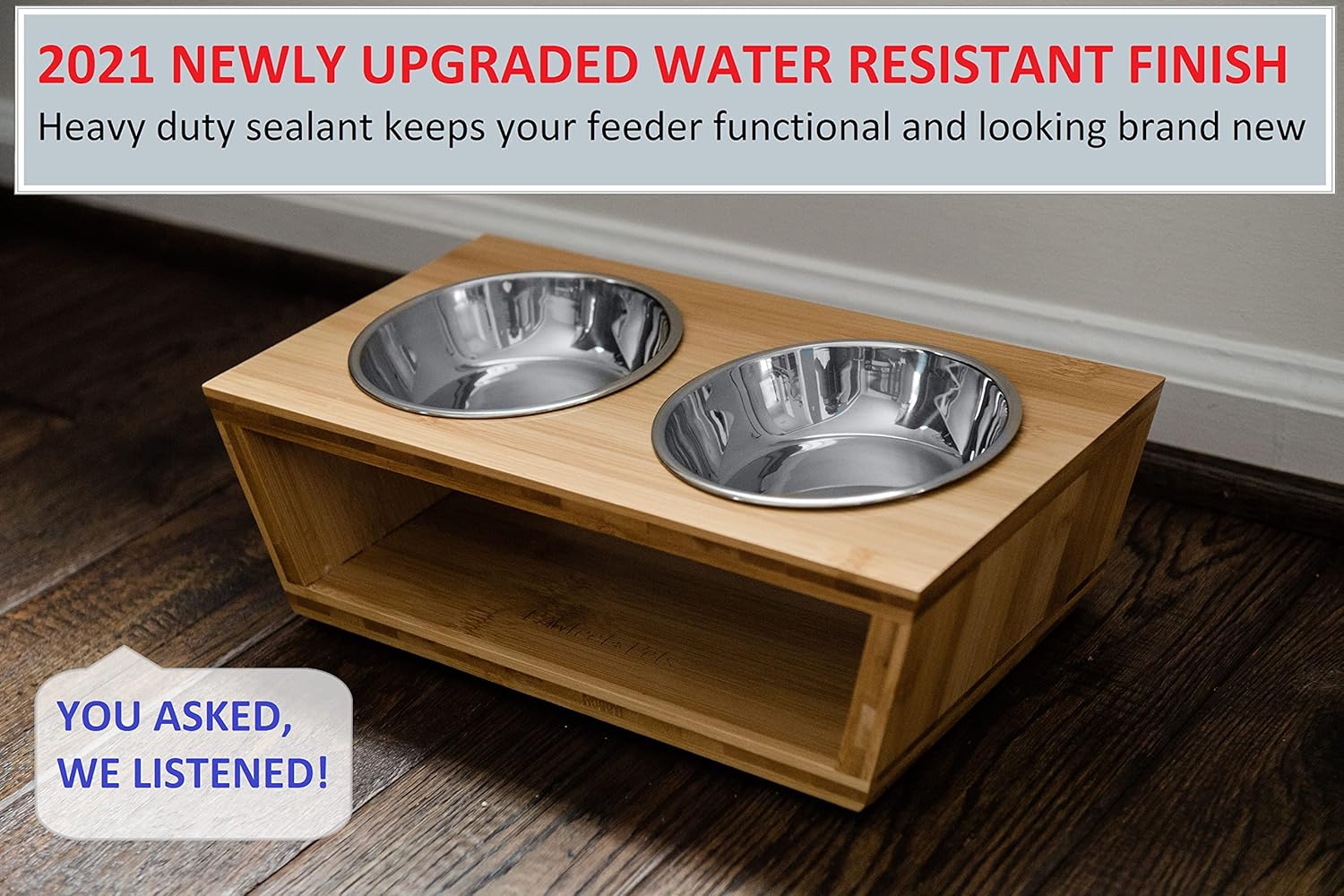 Pawfect Pets Elevated Dog Bowl Stand- 4&rdquo; Raised Dog Bowl for Small Dogs and Cats. Pet Feeder Comes with Four Stainless Steel Bowls